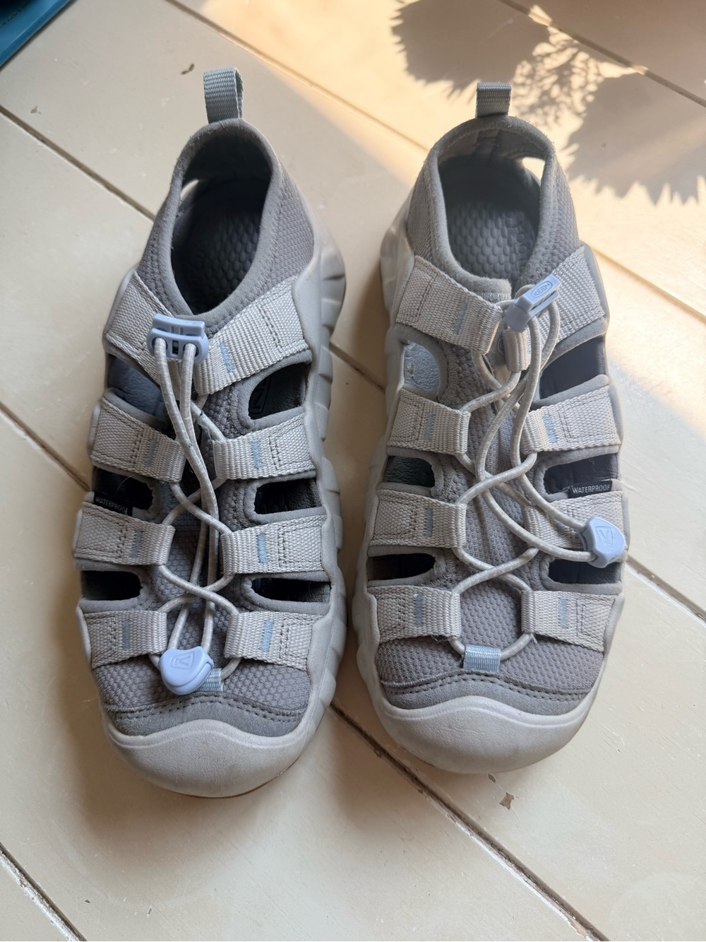 Keen  Light Gray Water Sandals with Quick-Lace